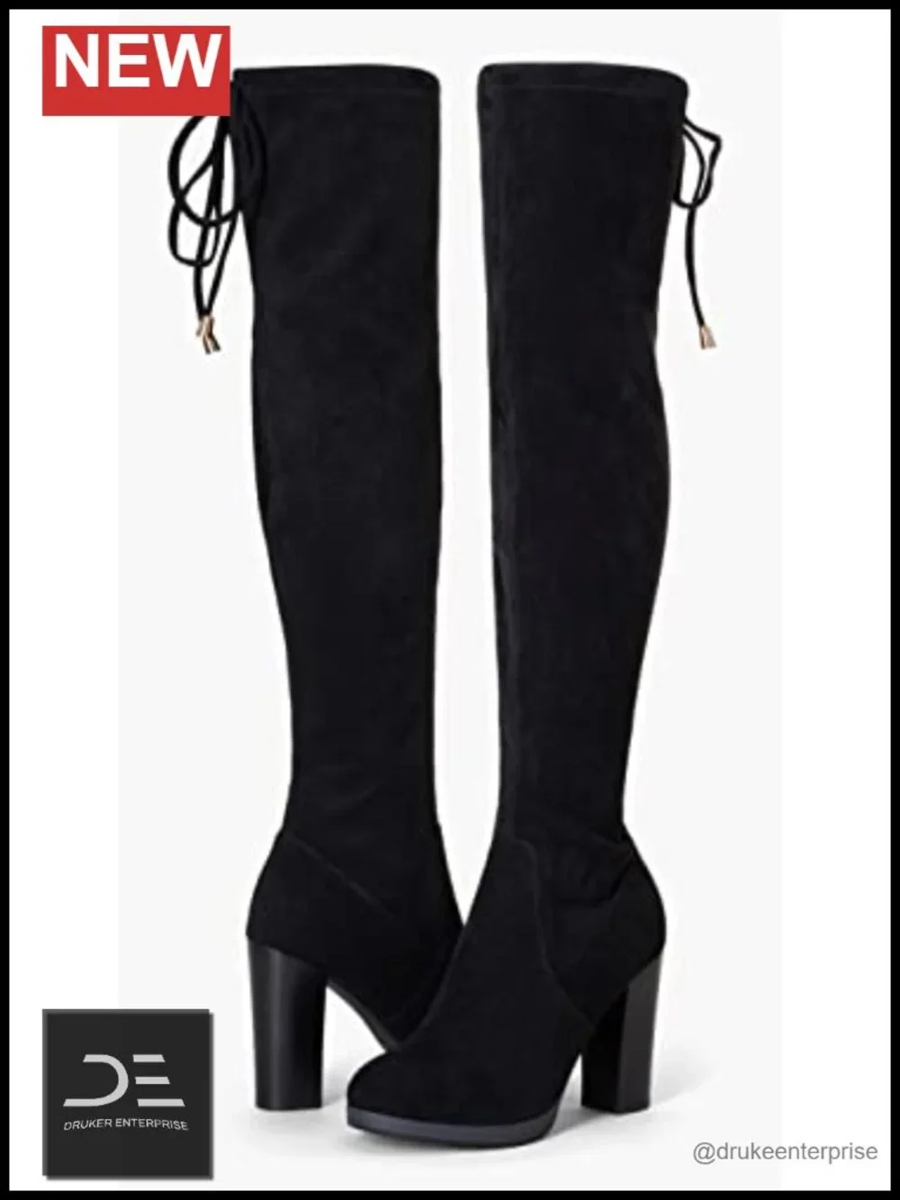 Women's Suede Thigh High Tall Chunky Platform Over The Knee Boots